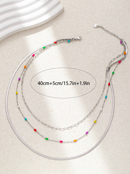 Triple layered Colorful beads necklace