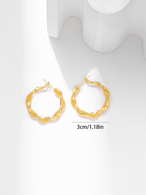 Gold Large Twist Hoop Earrings