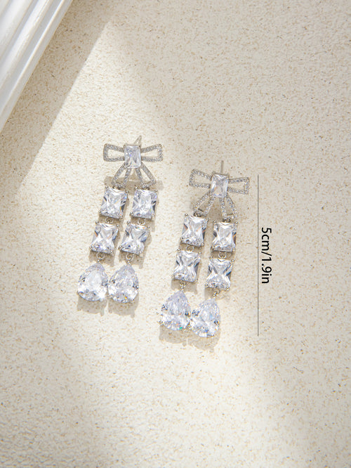 Sparkly Bow-tie Crystal Zircon Rhinestone Dangle Earring