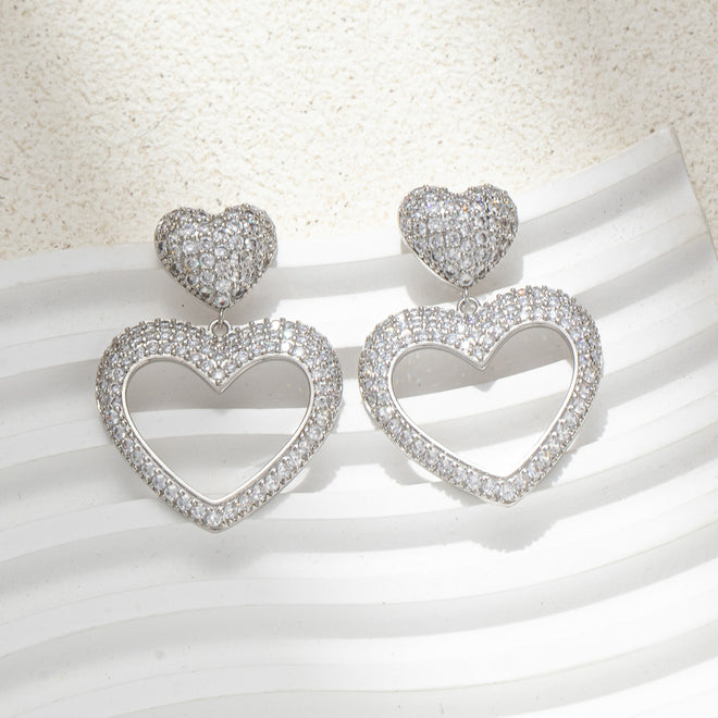 Heart Shape Rhinestone Dangle Earring