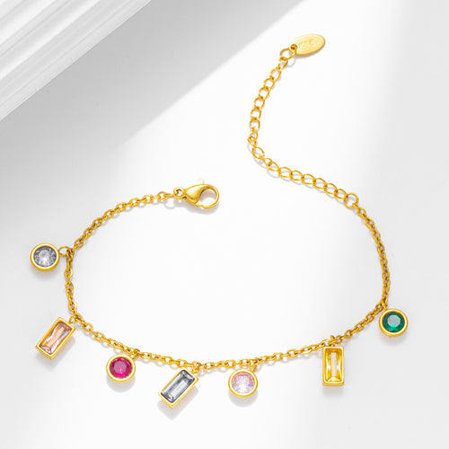 Multi-Colored Zirconia Bracelet in Gold