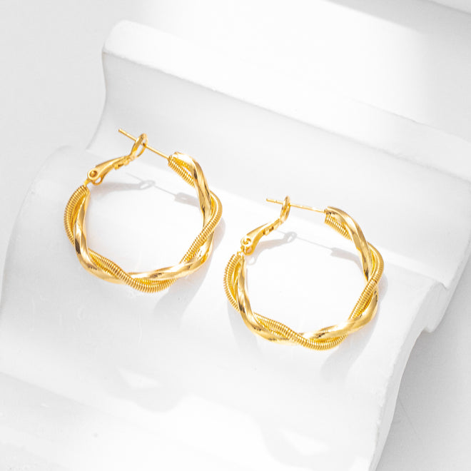 Gold Large Twist Hoop Earrings