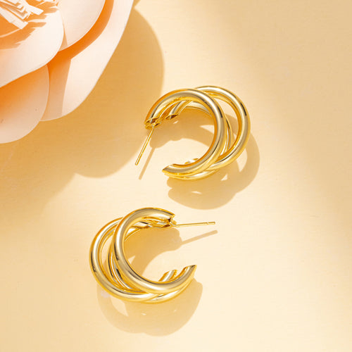 Gold Triple Hoops Earrings