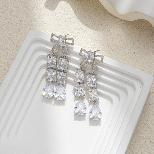 Sparkly Bow-tie Crystal Zircon Rhinestone Dangle Earring