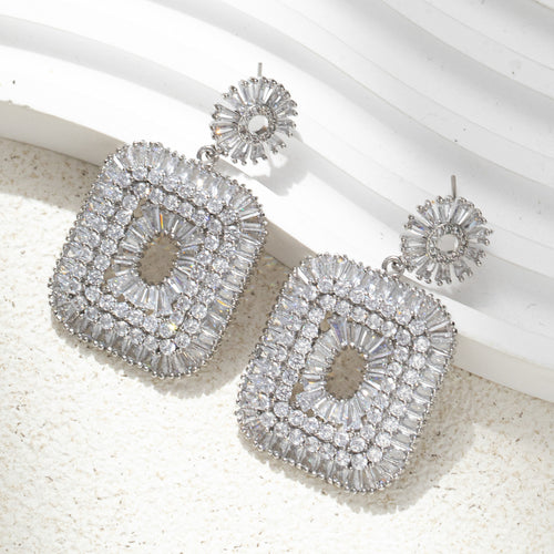 Bling Cubic Zirconia Square Earring