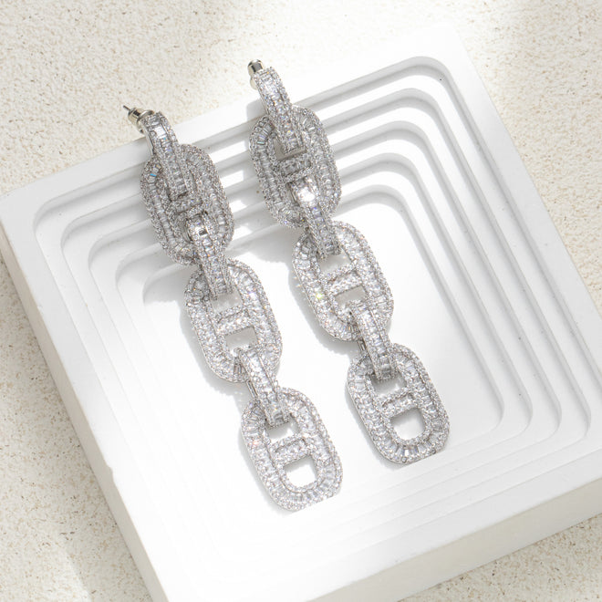 Chain Rhinestone Dangle Earring  for Party Bridal Wedding Prom