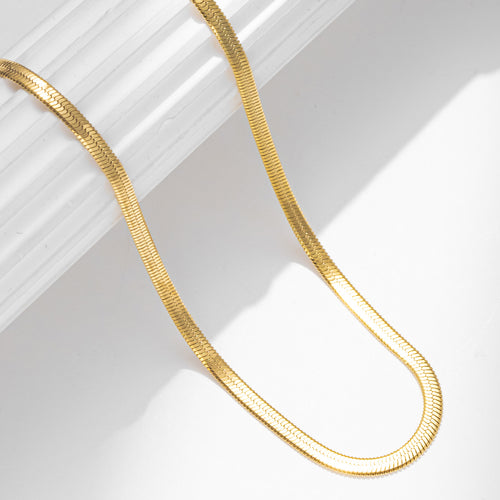 Gold Herringbone Chain Necklace