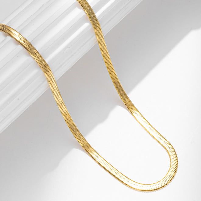 Gold Herringbone Chain Necklace