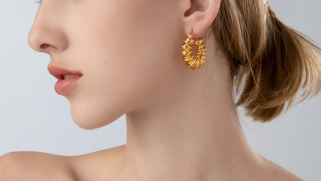 Gold Twist Hoop Earrings